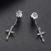 Copper Cross Earrings With Zircon Inlay Detachable Twoway Design Electroplated Geometric Fashion Jewelry For Women