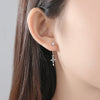 Copper Cross Earrings With Zircon Inlay Detachable Twoway Design Electroplated Geometric Fashion Jewelry For Women