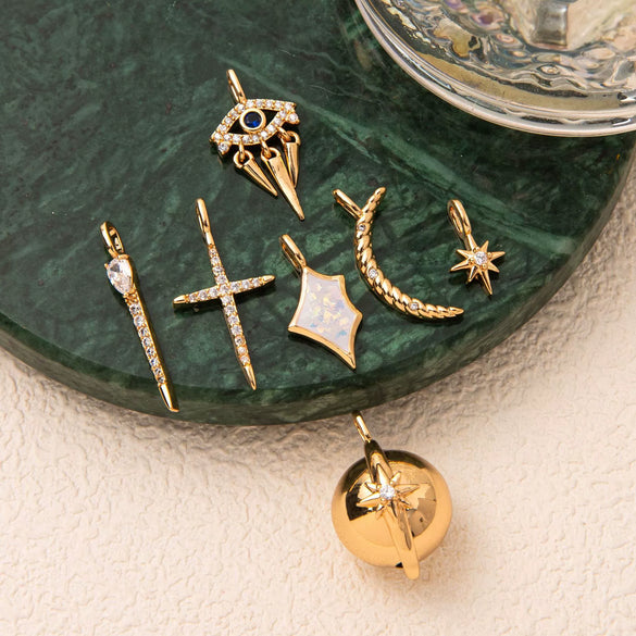 Copper Cross Pendant Jewelry Accessories With Microinlaid Zircon Electroplating Geometric Ushaped Design