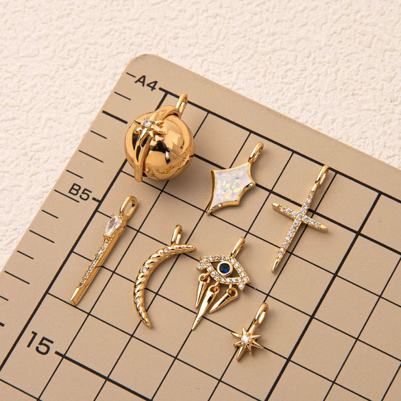 Copper Cross Pendant Jewelry Accessories With Microinlaid Zircon Electroplating Geometric Ushaped Design