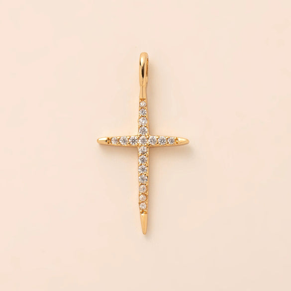 Copper Cross Pendant Jewelry Accessories With Microinlaid Zircon Electroplating Geometric Ushaped Design