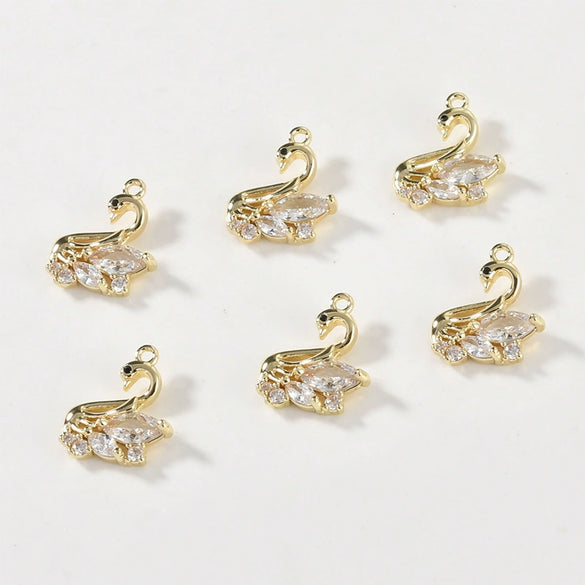 Copper Cygnet Pendant Jewelry Accessories Electroplated Hand Made With Sweet Powder Zirconium