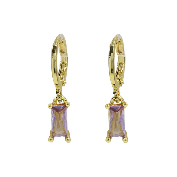Copper December Birthstone Earrings With Ladder Square Rectangular Shape Electroplated For Women Elegant Fashion Allmatch