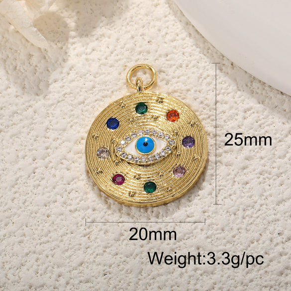 Copper Devil's Eye Necklace Pendant With Double Hole Electroplated Diy Accessories