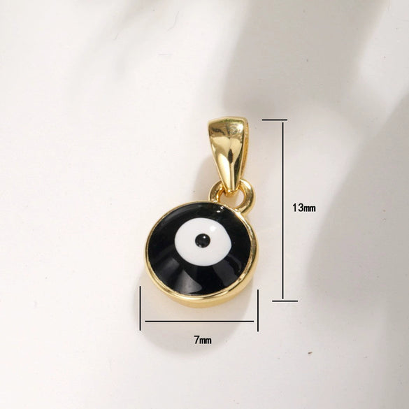 Copper Devil's Eye Necklace Pendant With Double Hole Electroplated Diy Accessories