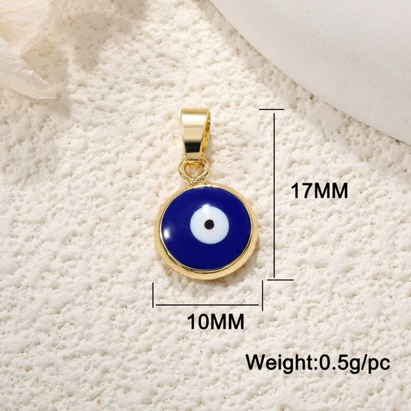 Copper Devil's Eye Necklace Pendant With Double Hole Electroplated Diy Accessories