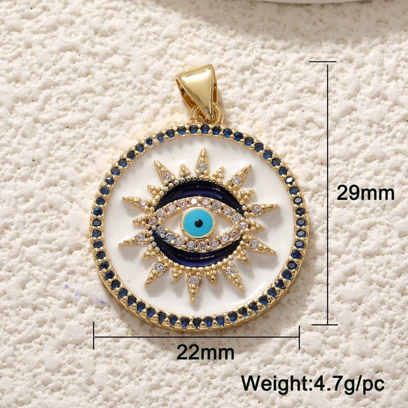 Copper Devil's Eye Necklace Pendant With Double Hole Electroplated Diy Accessories
