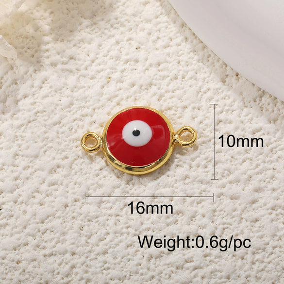 Copper Devil's Eye Necklace Pendant With Double Hole Electroplated Diy Accessories