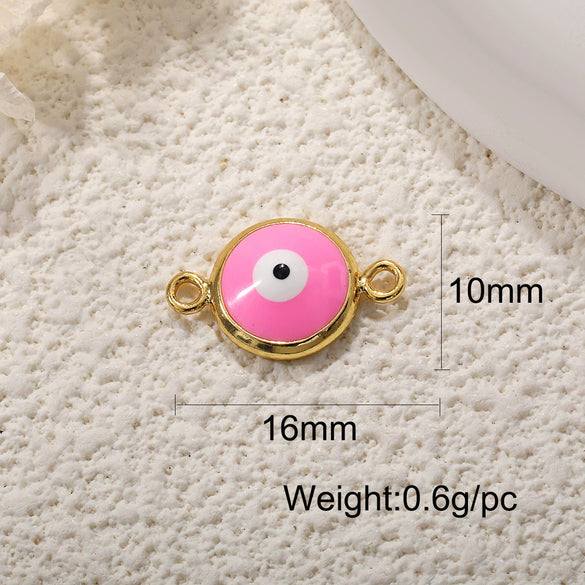 Copper Devil's Eye Necklace Pendant With Double Hole Electroplated Diy Accessories