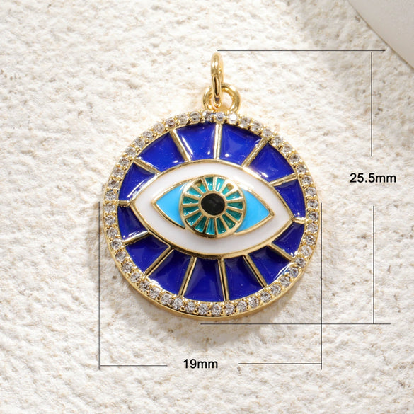 Copper Devil's Eye Necklace Pendant With Double Hole Electroplated Diy Accessories