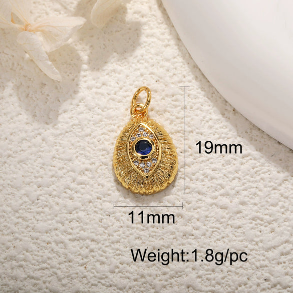 Copper Devil's Eye Necklace Pendant With Double Hole Electroplated Diy Accessories