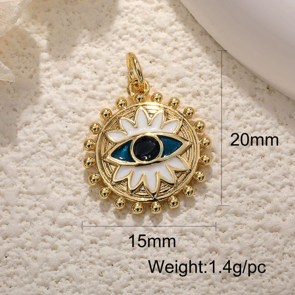 Copper Devil's Eye Necklace Pendant With Double Hole Electroplated Diy Accessories