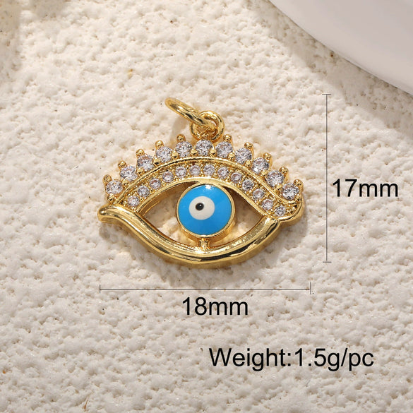 Copper Devil's Eye Necklace Pendant With Double Hole Electroplated Diy Accessories