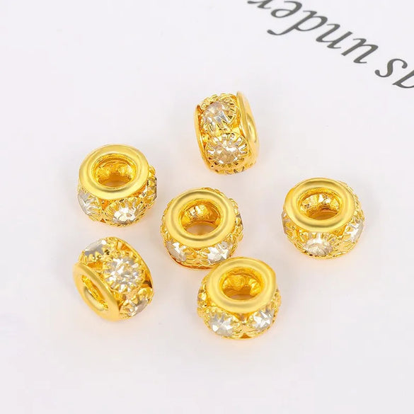 Copper Diamond Necklace Bracelet Bead Large Hole Bead Six Large Diamond Copper Bead Welding Drill Ring DIY Beaded Jewelry Accessories