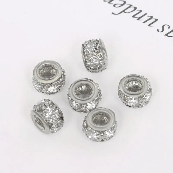 Copper Diamond Necklace Bracelet Bead Large Hole Bead Six Large Diamond Copper Bead Welding Drill Ring DIY Beaded Jewelry Accessories