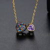 Copper Double Heart Pendant Necklace With Zircon Inlay Heart Design Clavicle Chain Jewelry