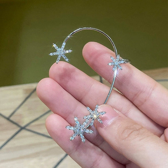 Copper Electroplated Butterfly Ear Clip Earrings Floral Inlay One Piece Ear Cuff Style For Women Without Pierced Ears