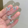 Copper Electroplated Butterfly Ear Clip Earrings Floral Inlay One Piece Ear Cuff Style For Women Without Pierced Ears