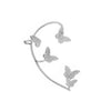 Copper Electroplated Butterfly Ear Clip Earrings Floral Inlay One Piece Ear Cuff Style For Women Without Pierced Ears