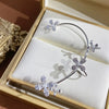 Copper Electroplated Butterfly Ear Clip Earrings Floral Inlay One Piece Ear Cuff Style For Women Without Pierced Ears
