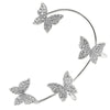 Copper Electroplated Butterfly Ear Clip Earrings Floral Inlay One Piece Ear Cuff Style For Women Without Pierced Ears