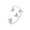 Copper Electroplated Butterfly Ear Clip Earrings Floral Inlay One Piece Ear Cuff Style For Women Without Pierced Ears