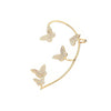 Copper Electroplated Butterfly Ear Clip Earrings Floral Inlay One Piece Ear Cuff Style For Women Without Pierced Ears