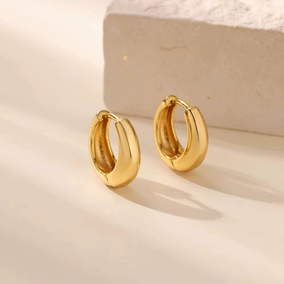 Copper Electroplated Circle Earrings Simple Geometric Unisex