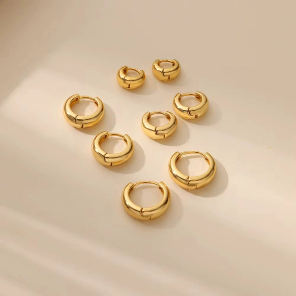 Copper Electroplated Circle Earrings Simple Geometric Unisex