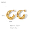 Copper Electroplated Creative Smooth Cshaped Heavy Industry Women's Earrings