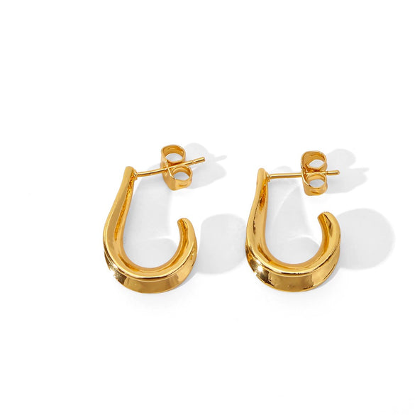 Copper Electroplated Creative Smooth Cshaped Heavy Industry Women's Earrings