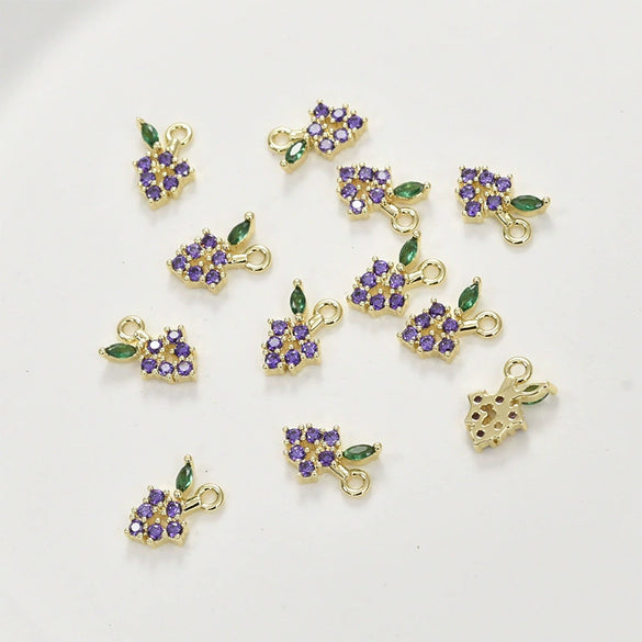 Copper Electroplated Fruit Grape Pineapple Strawberry Zircon Pendant Jewelry Accessories