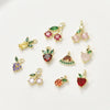 Copper Electroplated Fruit Grape Pineapple Strawberry Zircon Pendant Jewelry Accessories