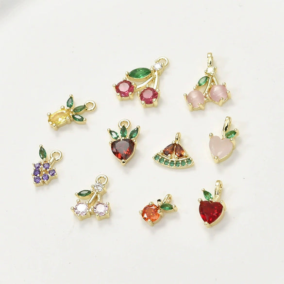 Copper Electroplated Fruit Grape Pineapple Strawberry Zircon Pendant Jewelry Accessories