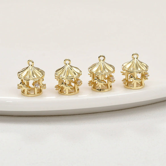 Copper Electroplated Geometric Zircon Carousel Box Jewelry Pendant Accessories
