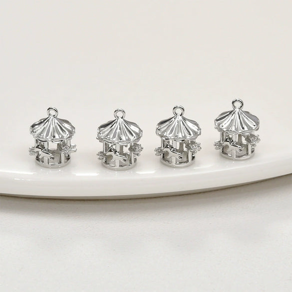 Copper Electroplated Geometric Zircon Carousel Box Jewelry Pendant Accessories