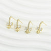 Copper Electroplated Inlaid Zircon Bow Pearl Earrings Accessories Hand Made