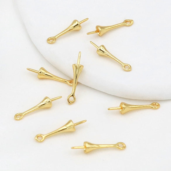Copper Electroplated 18K Real Gold Belt Hanging Half Hole Pearl Pin Sheep's Eye Pendant Diy Accessories