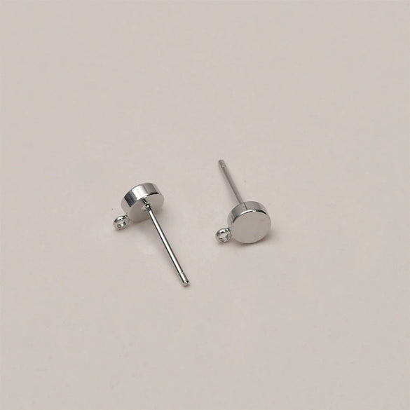 Copper Electroplated 14K True Gold Color Round Ear Jewelry Base Material Accessories With Hanging Silver Pin