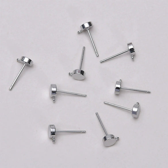 Copper Electroplated 14K True Gold Color Round Ear Jewelry Base Material Accessories With Hanging Silver Pin