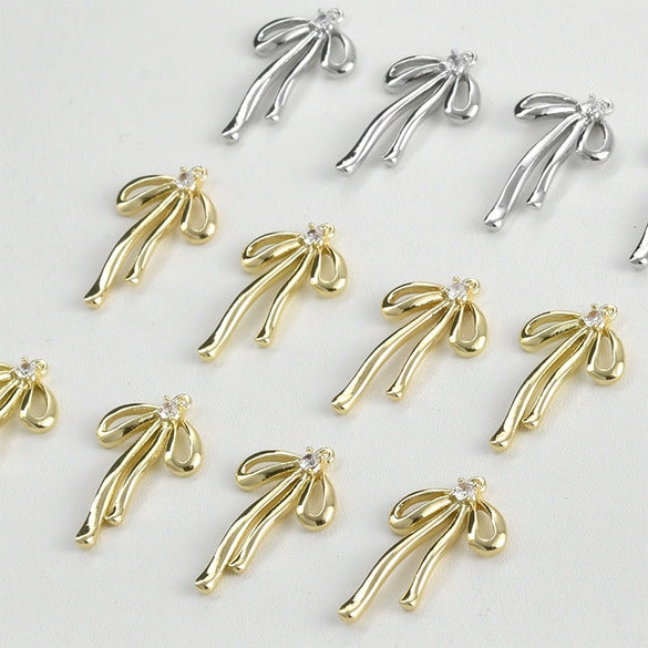 Copper Electroplated Long Bow Diamond Pendant Jewelry Accessories