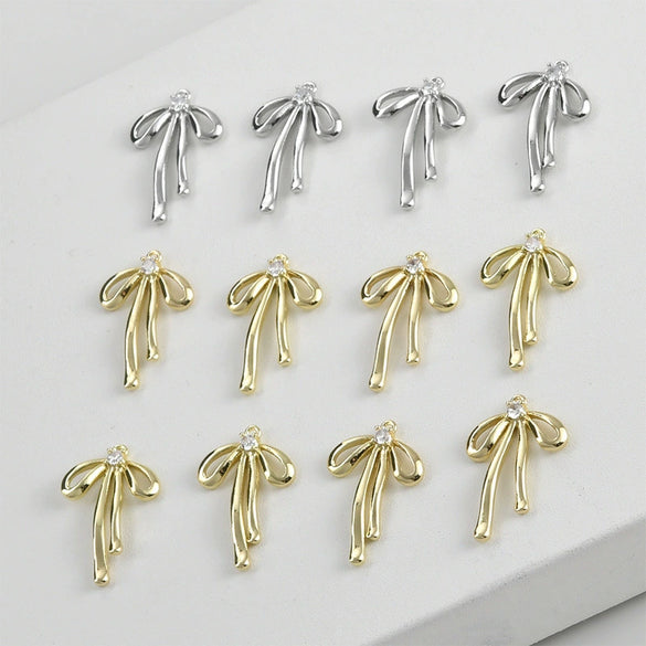 Copper Electroplated Long Bow Diamond Pendant Jewelry Accessories