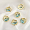 Copper Electroplated Ocean Whale Crystal Round Pendant Handmade Jewelry Accessories