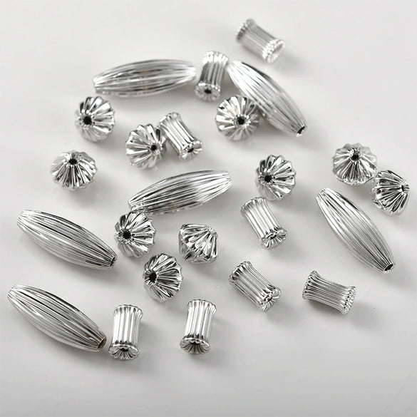 Copper Electroplated Pleated Olive Rhombus Cylindrical Spacer Beads Jewelry Accessories