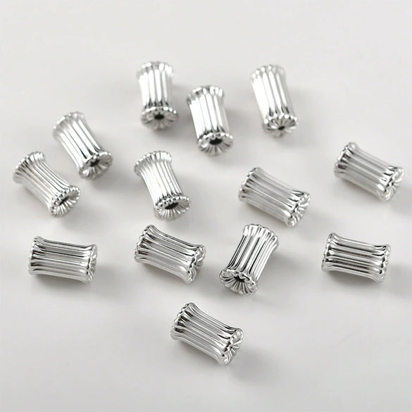 Copper Electroplated Pleated Olive Rhombus Cylindrical Spacer Beads Jewelry Accessories