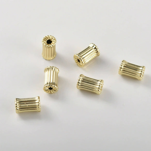 Copper Electroplated Pleated Olive Rhombus Cylindrical Spacer Beads Jewelry Accessories