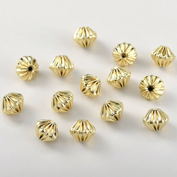 Copper Electroplated Pleated Olive Rhombus Cylindrical Spacer Beads Jewelry Accessories