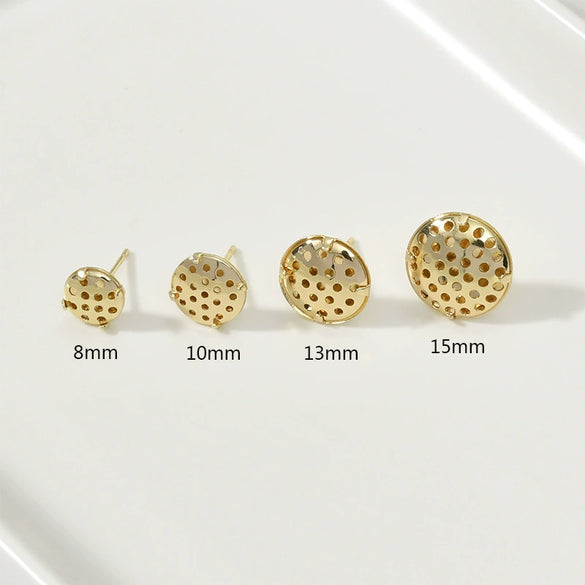 Copper Electroplated Round Mesh Showerhead Hanging Earrings Diy Homemade Ear Jewelry Material Accessories