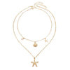 Copper Electroplated Starfish And Shell Pendant Necklace With Regular Chain Vacation Style Ocean Animal Clavicle Chain For Women