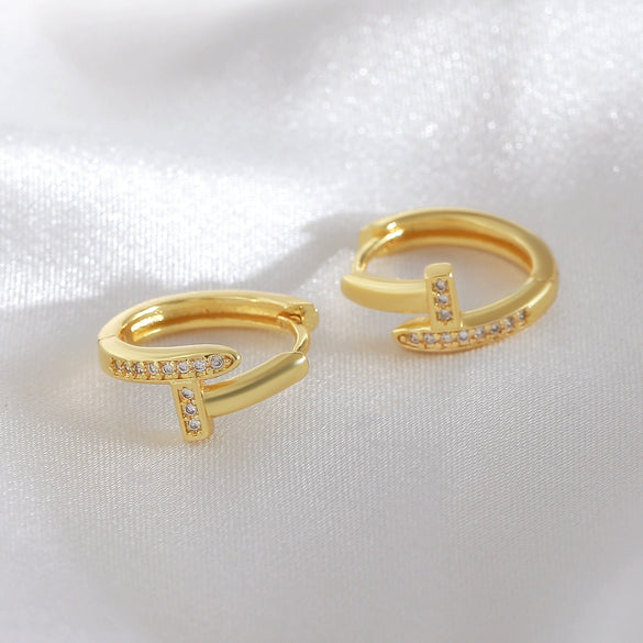 Copper Electroplated Stud Earrings Stylish Versatile Unisex